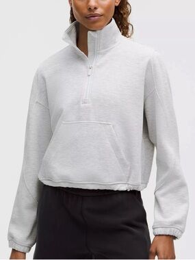 Women's Light Gray Quarter-Zip Pullover Sweatshirt